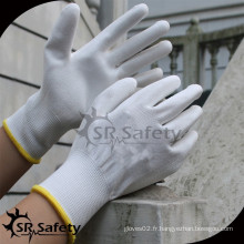 SRSAFETY pu gainé gant de travail blanc nylon PU gant / gants de sécurité